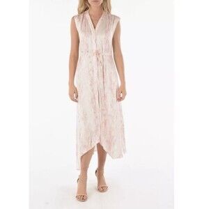 ALLSAINTS Satin Tate Masala Sleeveless Shirt Dress Size 2 Pink White